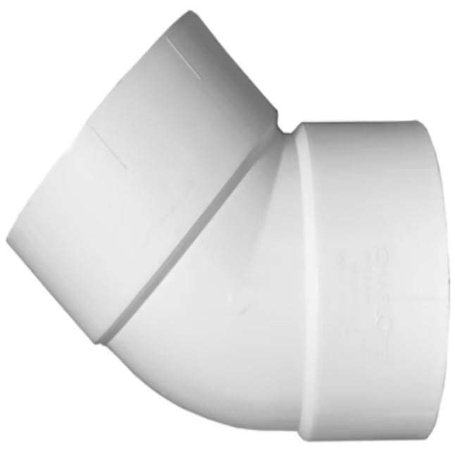 Elbow, 45 deg, 2 in x 2 in, H, PVC, White