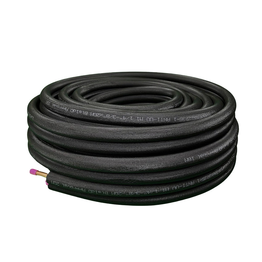 Insulated Twin Copper Tube 1/4" &1/2" ----- 50f (1/2in Black Insulation)